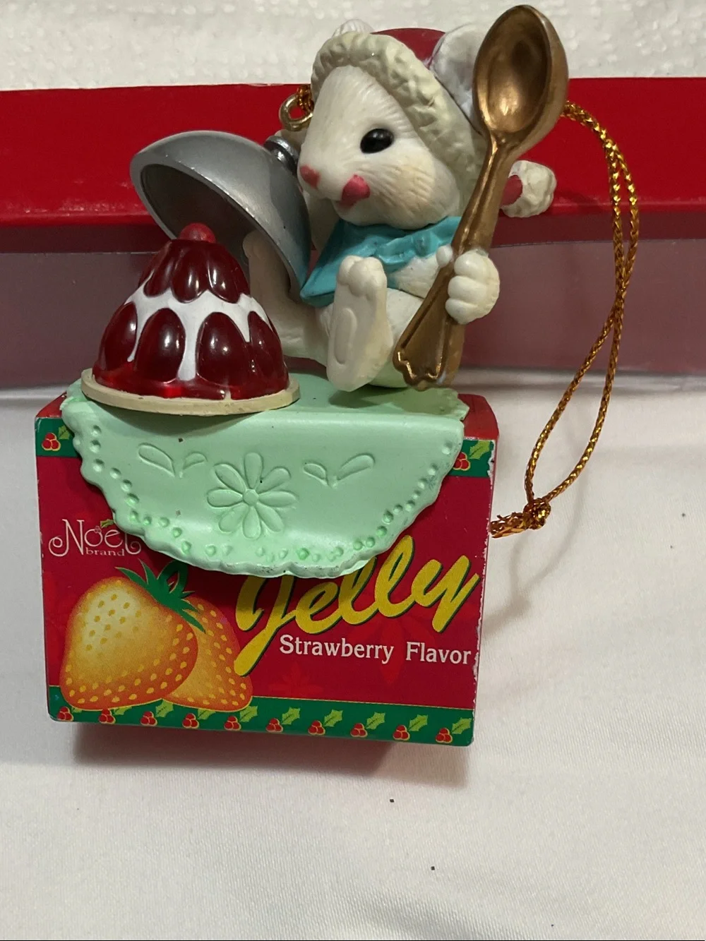 Strawberry Jelly Mouse Ornament – Red, White, Mint